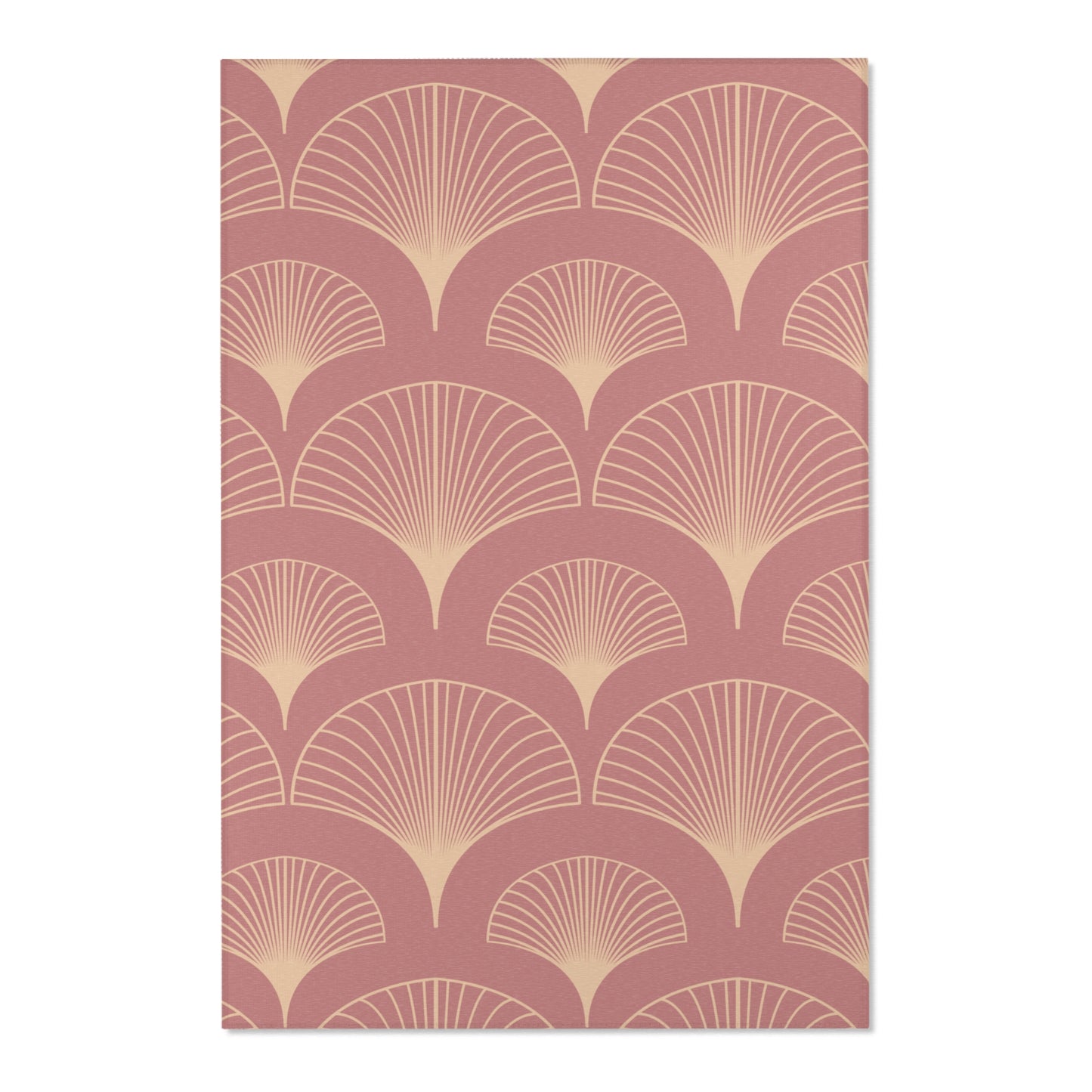 Sanctified Shells Art Deco Rug – Champagne Gold on Muted Rose