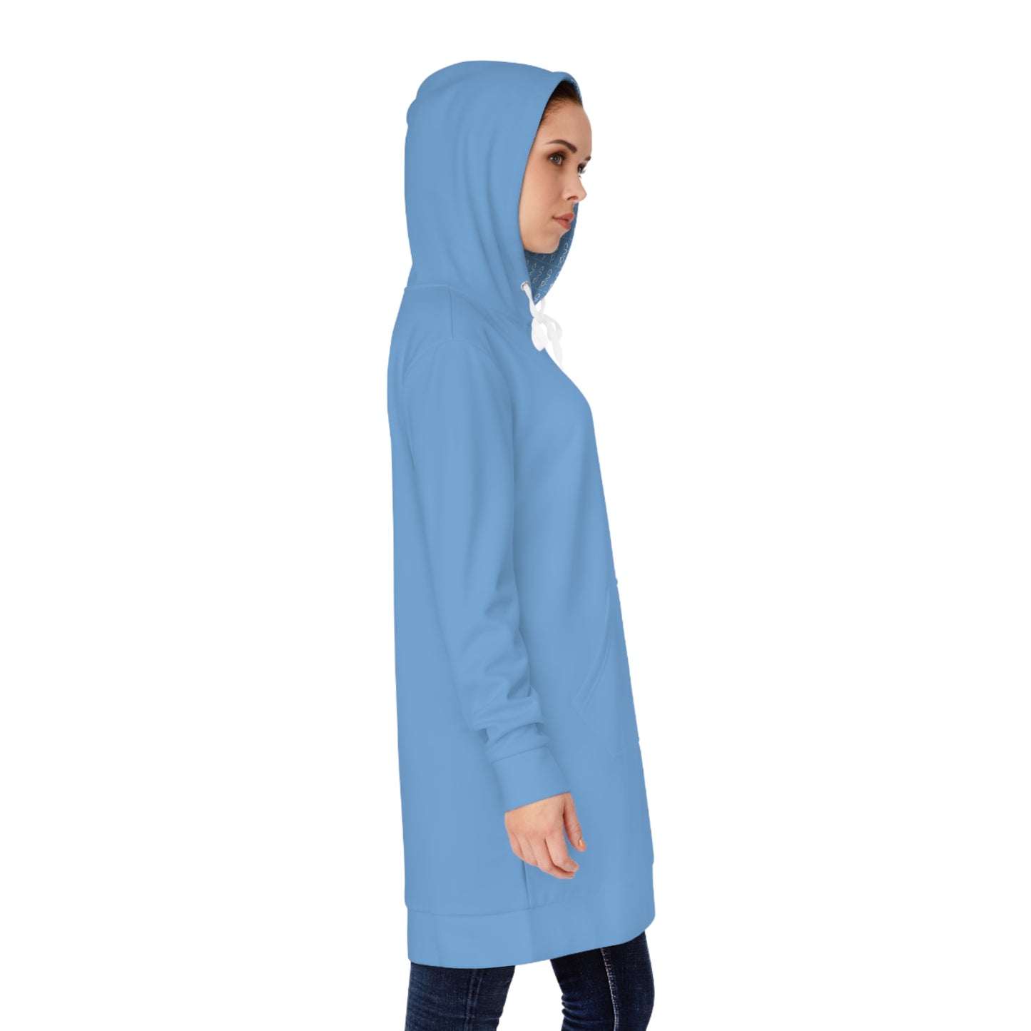 Heaven-Bound Calm – Sky Blue Hoodie Dress