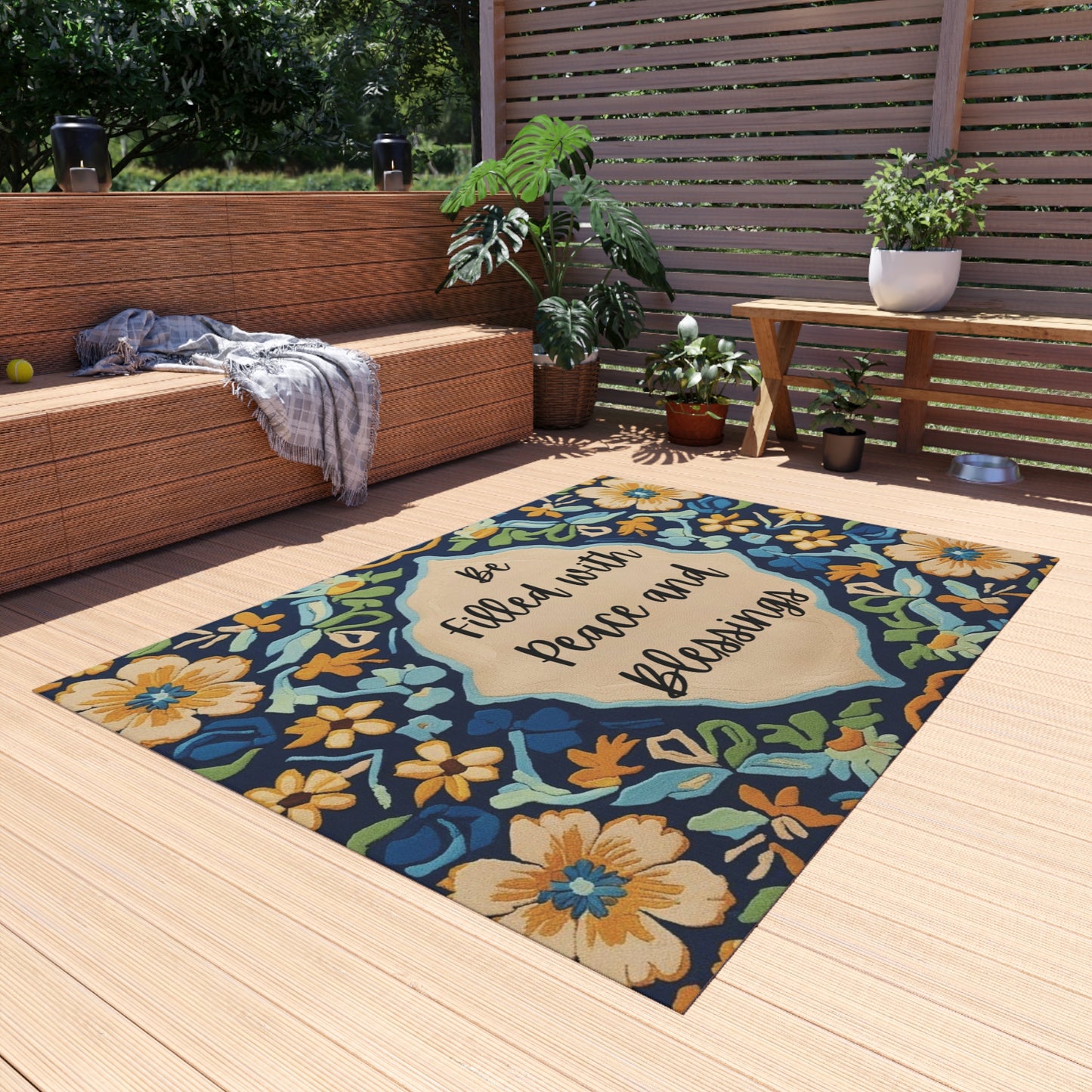 Peace & Blessings Outdoor Rug – Floral Faith Edition
