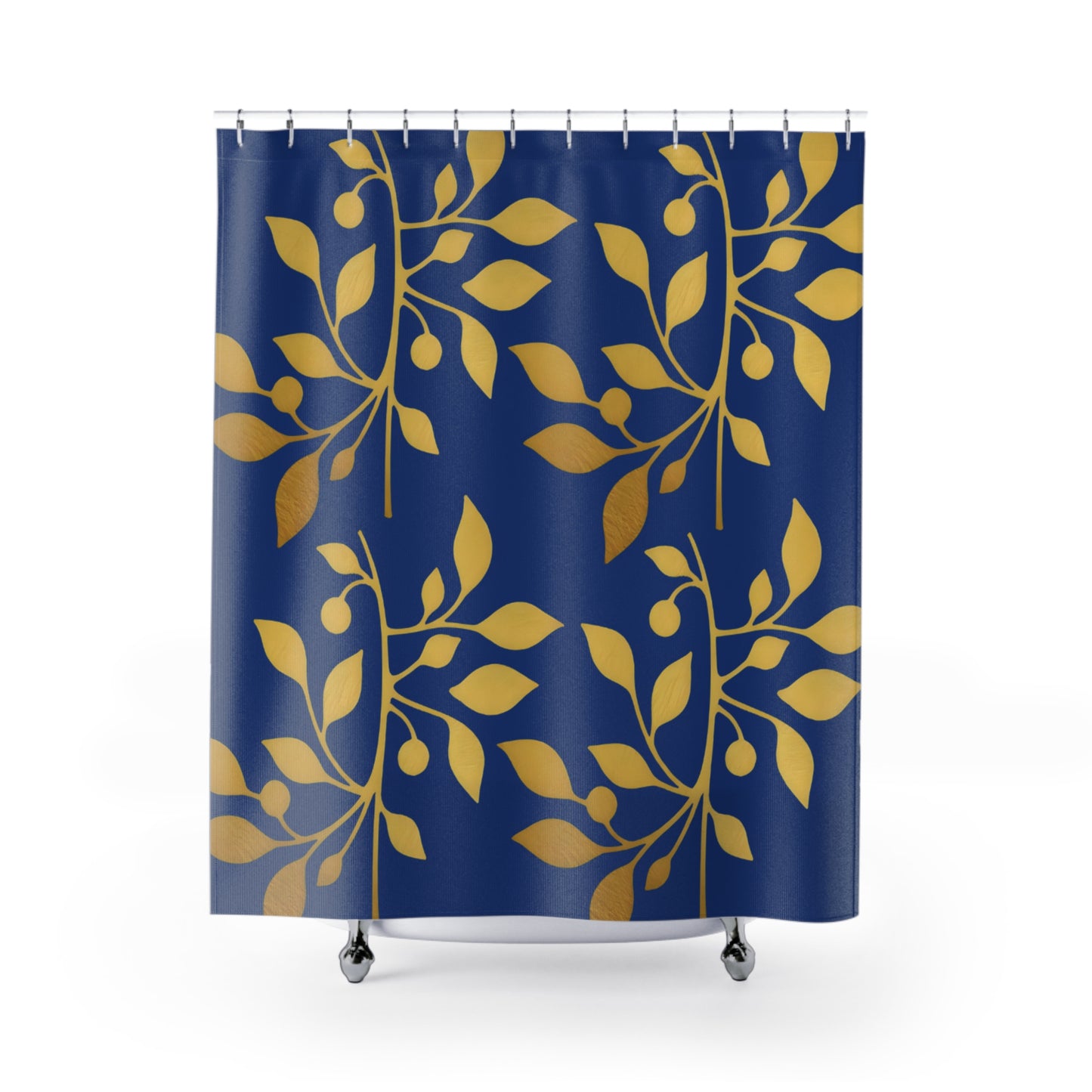 Golden Olive – Royal Blue Faith-Inspired Shower Curtain