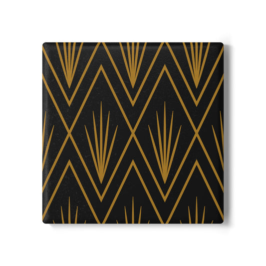 🖤 Gatsby Grace Ceramic Coaster – Dark Goldenrod on Black