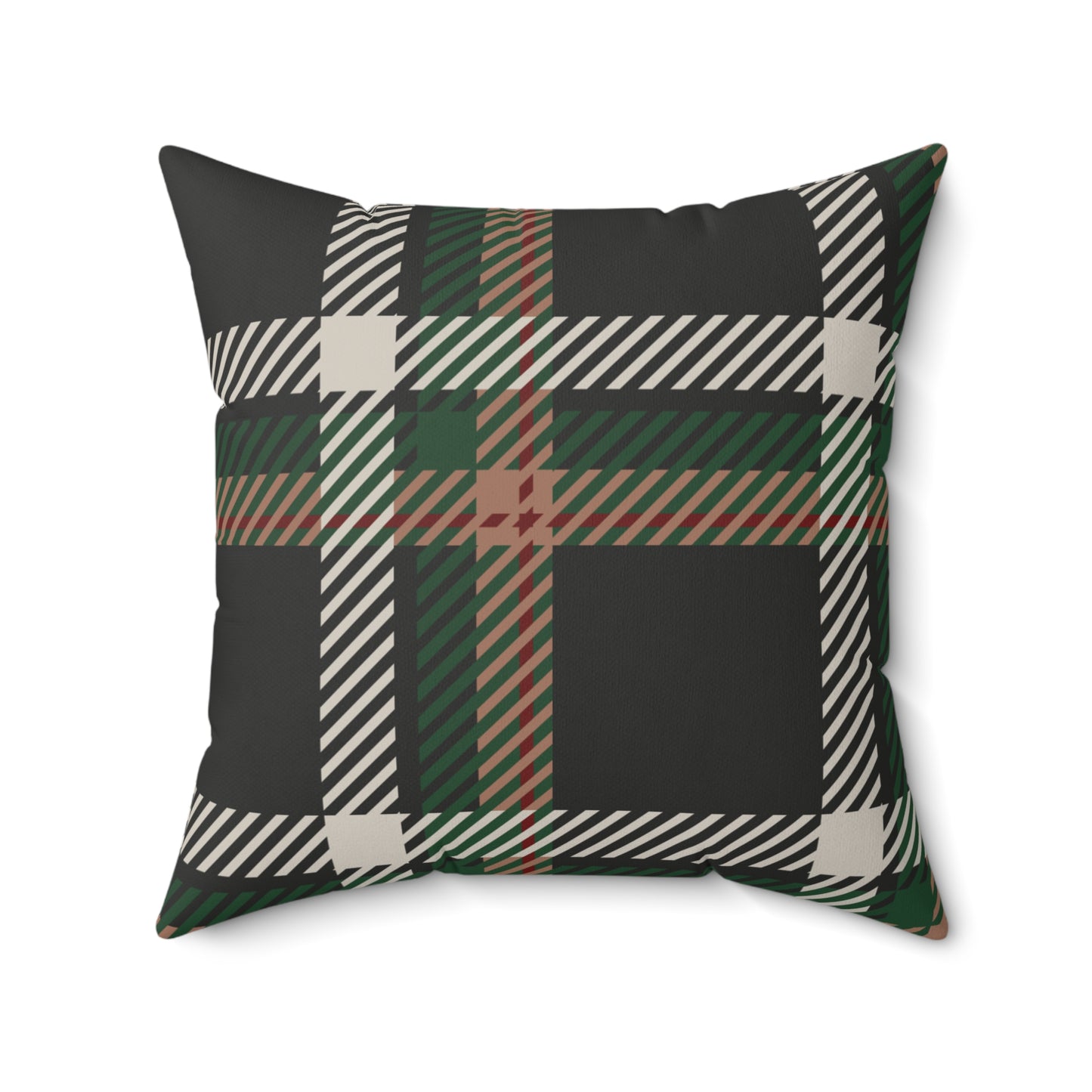 Faithful Tartan Cushion – Mocha Mousse Front, Plaid Back | Faux Suede Throw Pillow