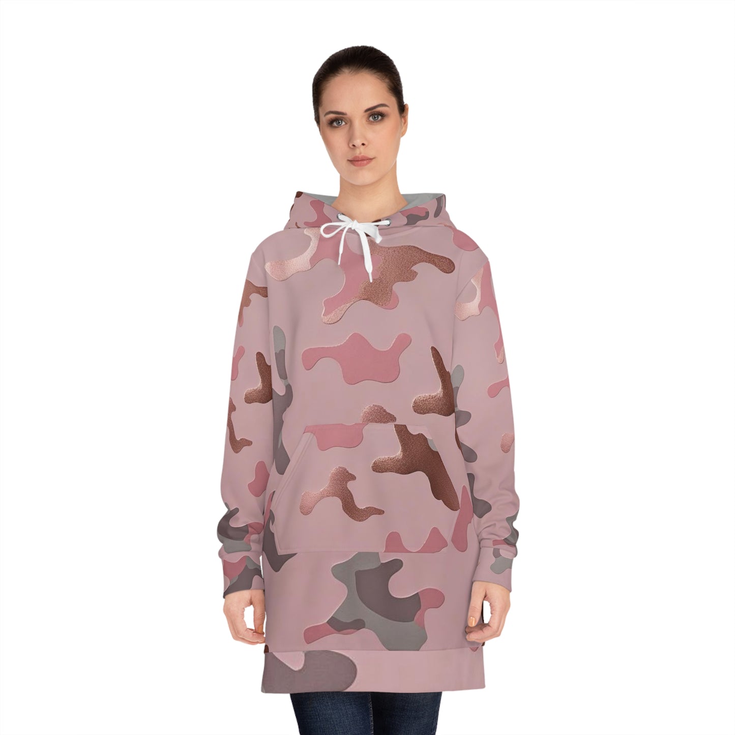 Blush Battle – Women’s Camo Hoodie Dress
