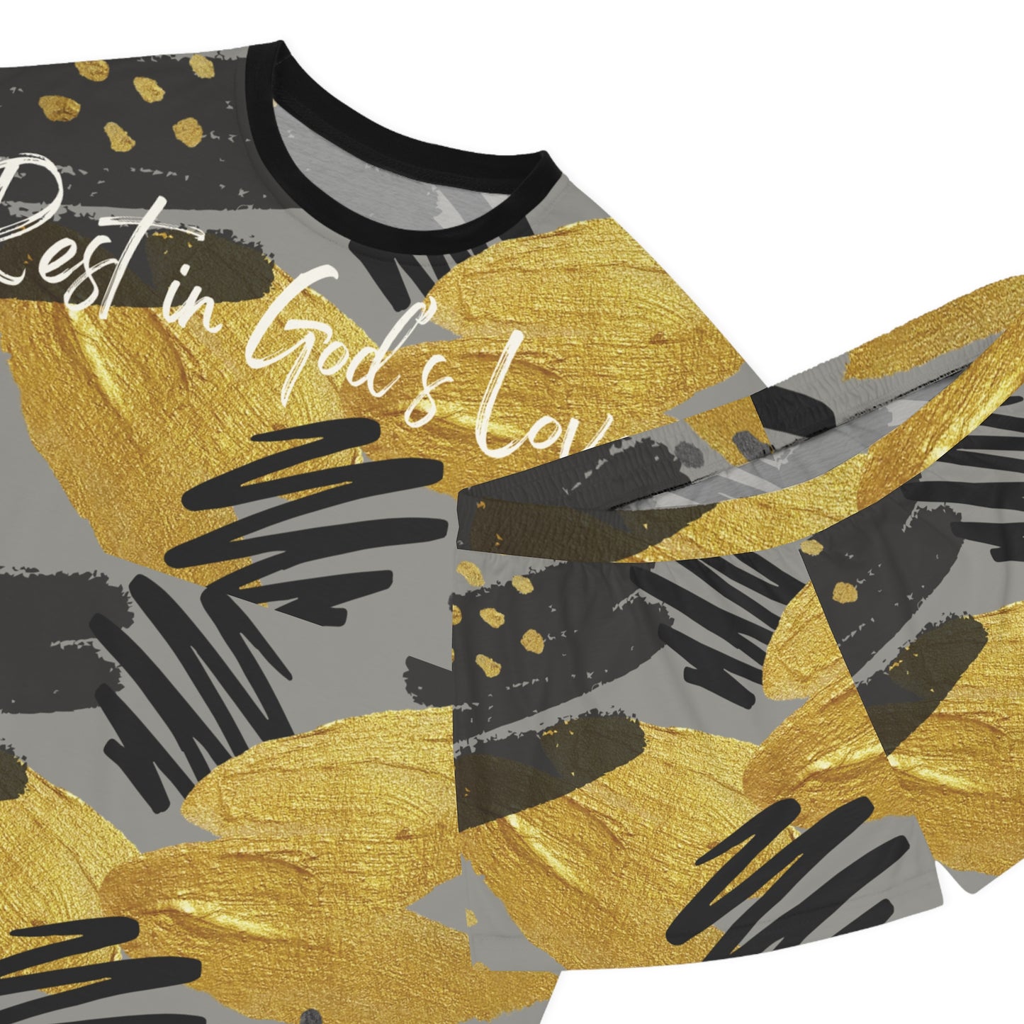Rest in God’s Love – Women’s Gold Abstract Pajama Set