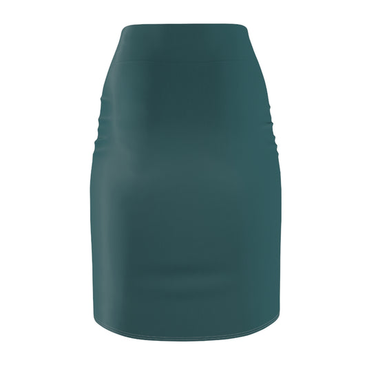 Deep Teal Polished Pencil Skirt