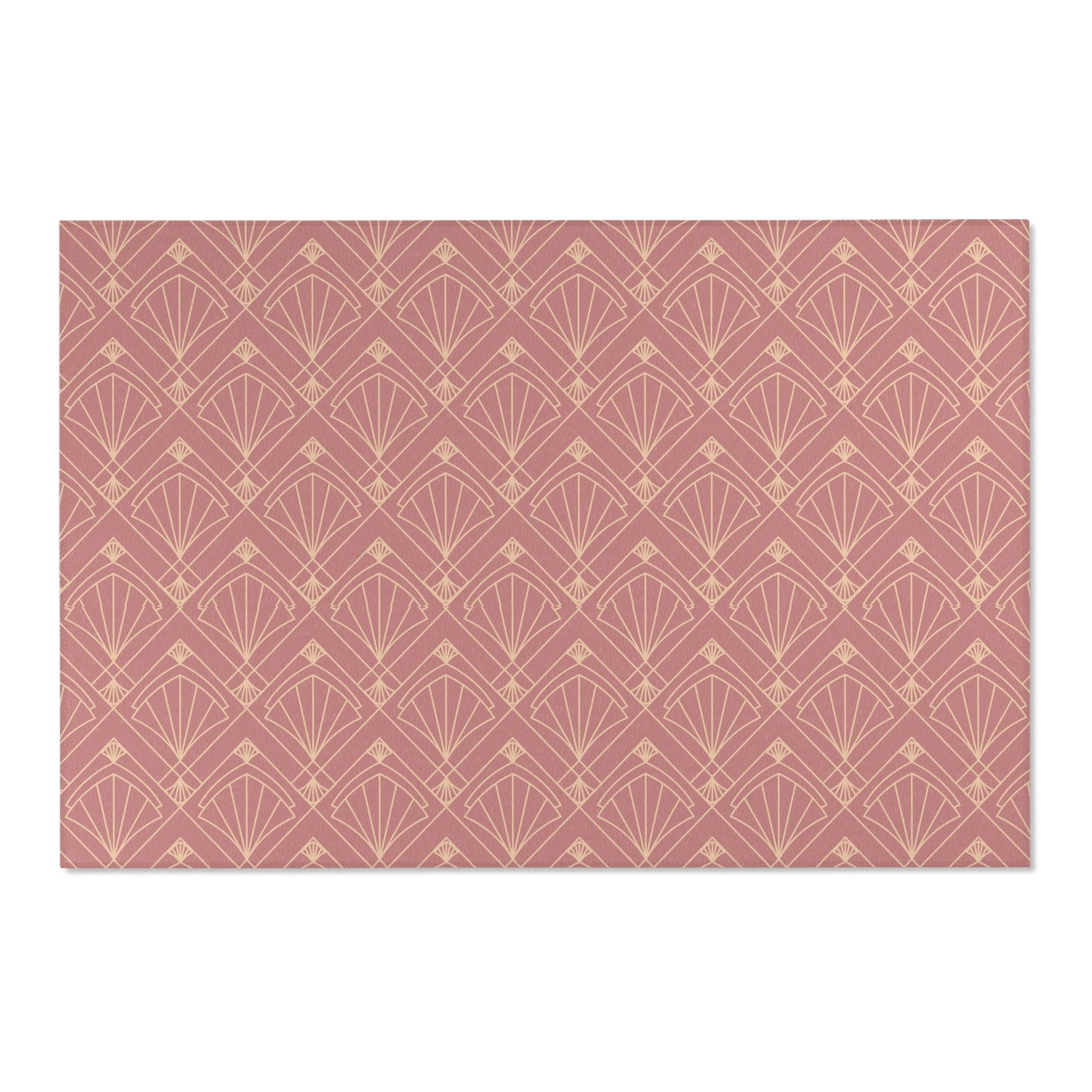 Rose Radiance Art Deco Rug – Champagne Gold on Muted Rose