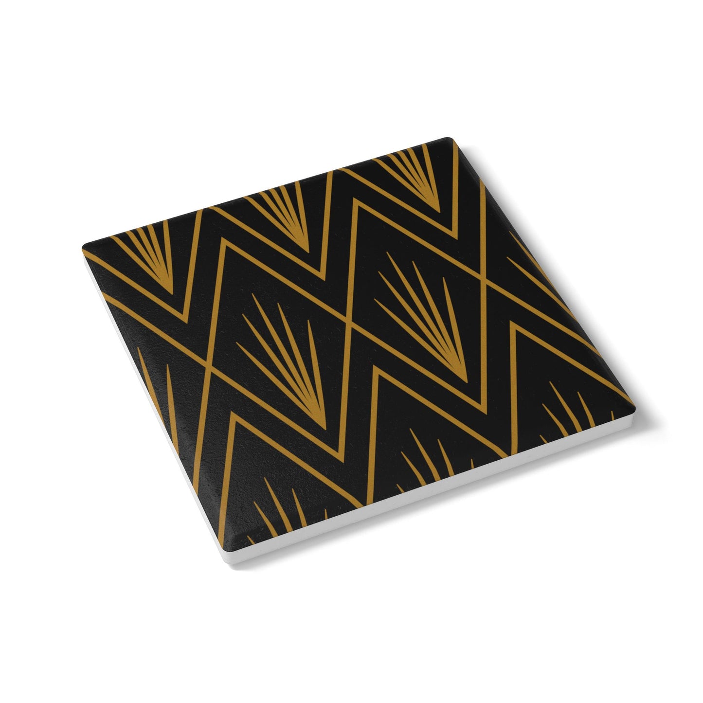 Gatsby Grace Ceramic Coaster – Dark Goldenrod on Black