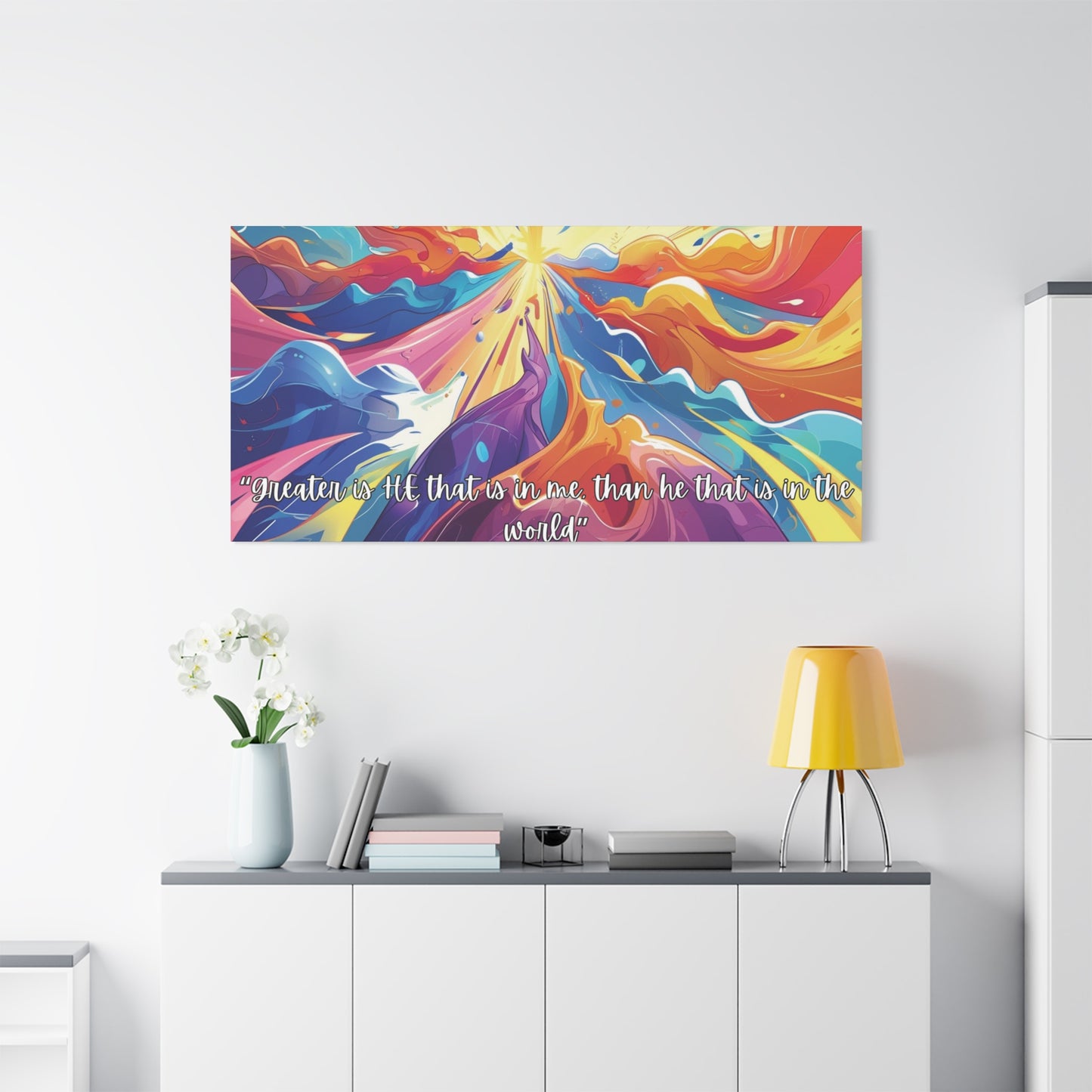 Greater Is He – Scripture Canvas Art