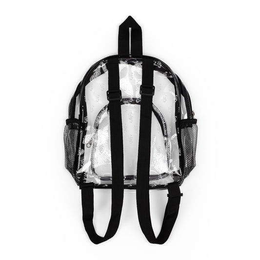“Clearly Called” Mini Stadium Backpack – Transparent with Scattered Roses Print