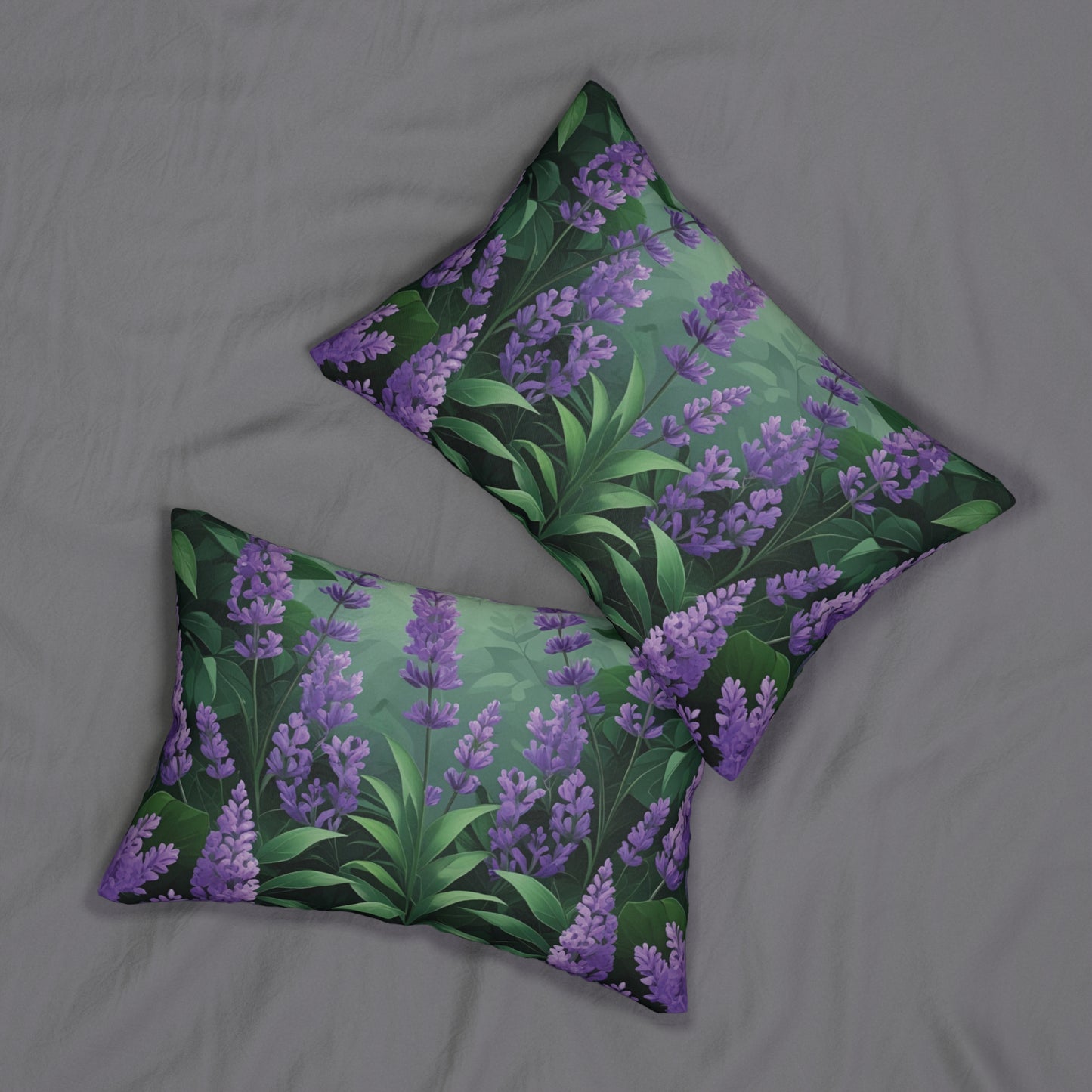 Rest Among the Lavender: Faithful Calm Lumbar Pillow, Lavender Print Cushion, Home Decor, Gift for Garden Lovers, Relaxing Atmosphere Accent Pillow