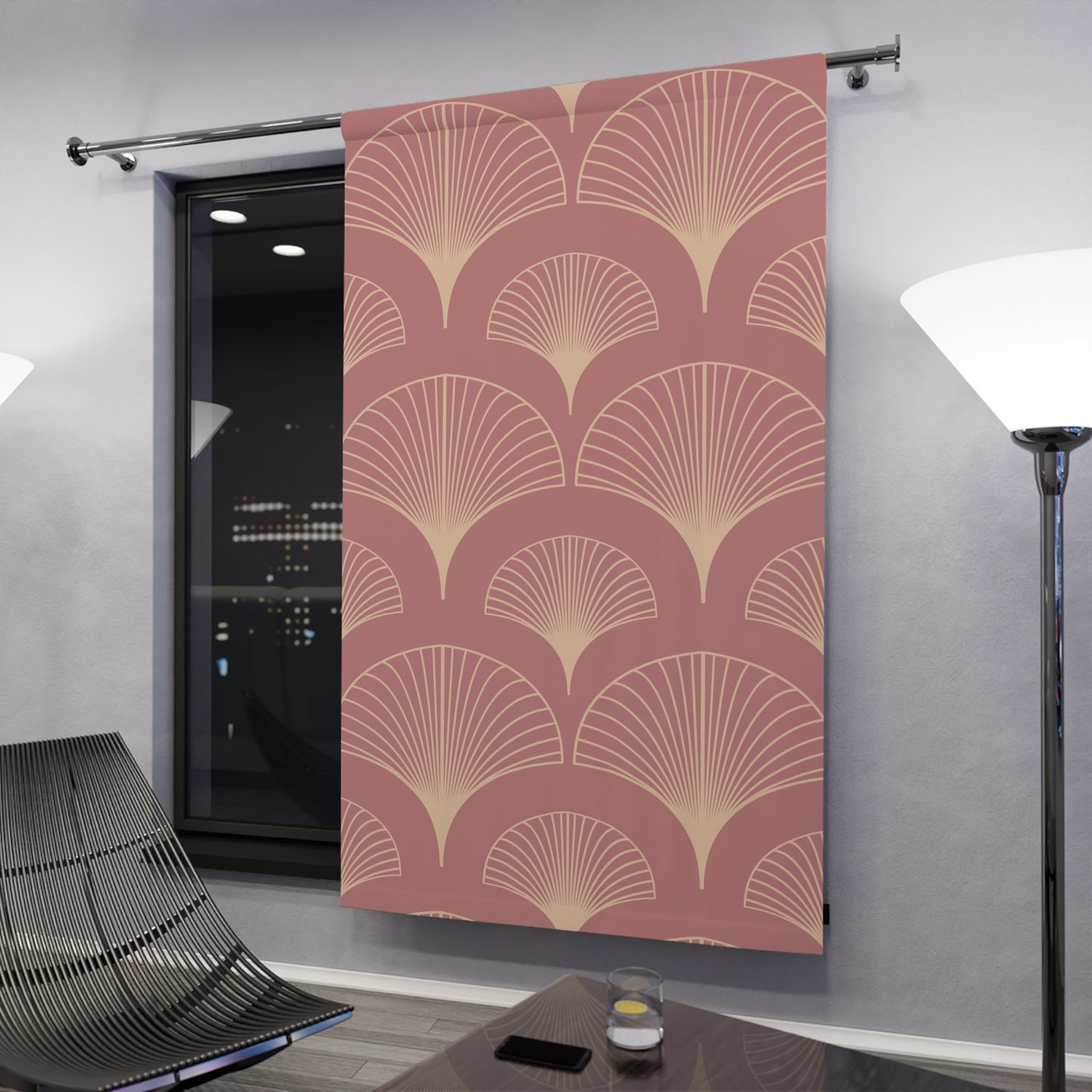 Rose Deco Radiance – Shell Bloom Panel Curtain in Champagne Gold