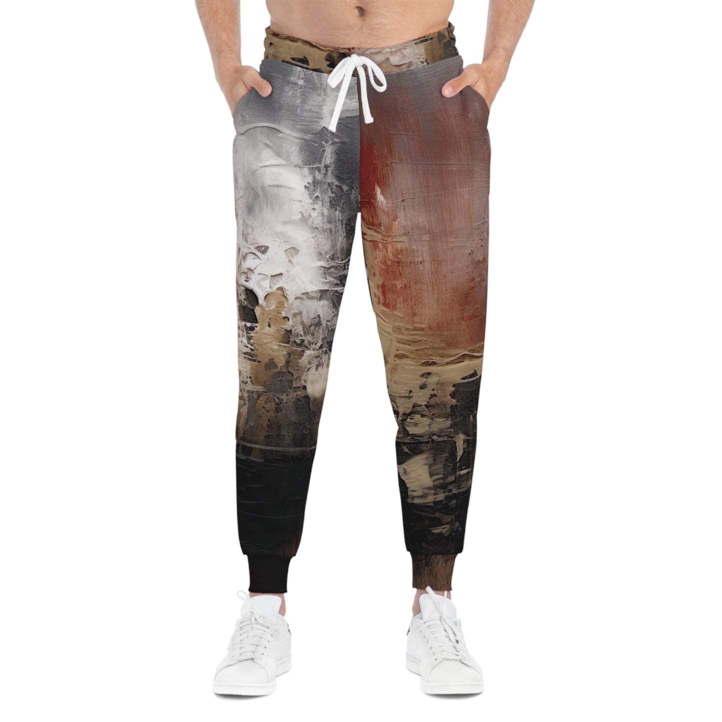 "Refined Chaos" Unisex Joggers – Abstract Motionwear, Trendy AOP Sweatpants for Activewear, Comfortable Workout Pants, Fashionable Joggers for All Occasions