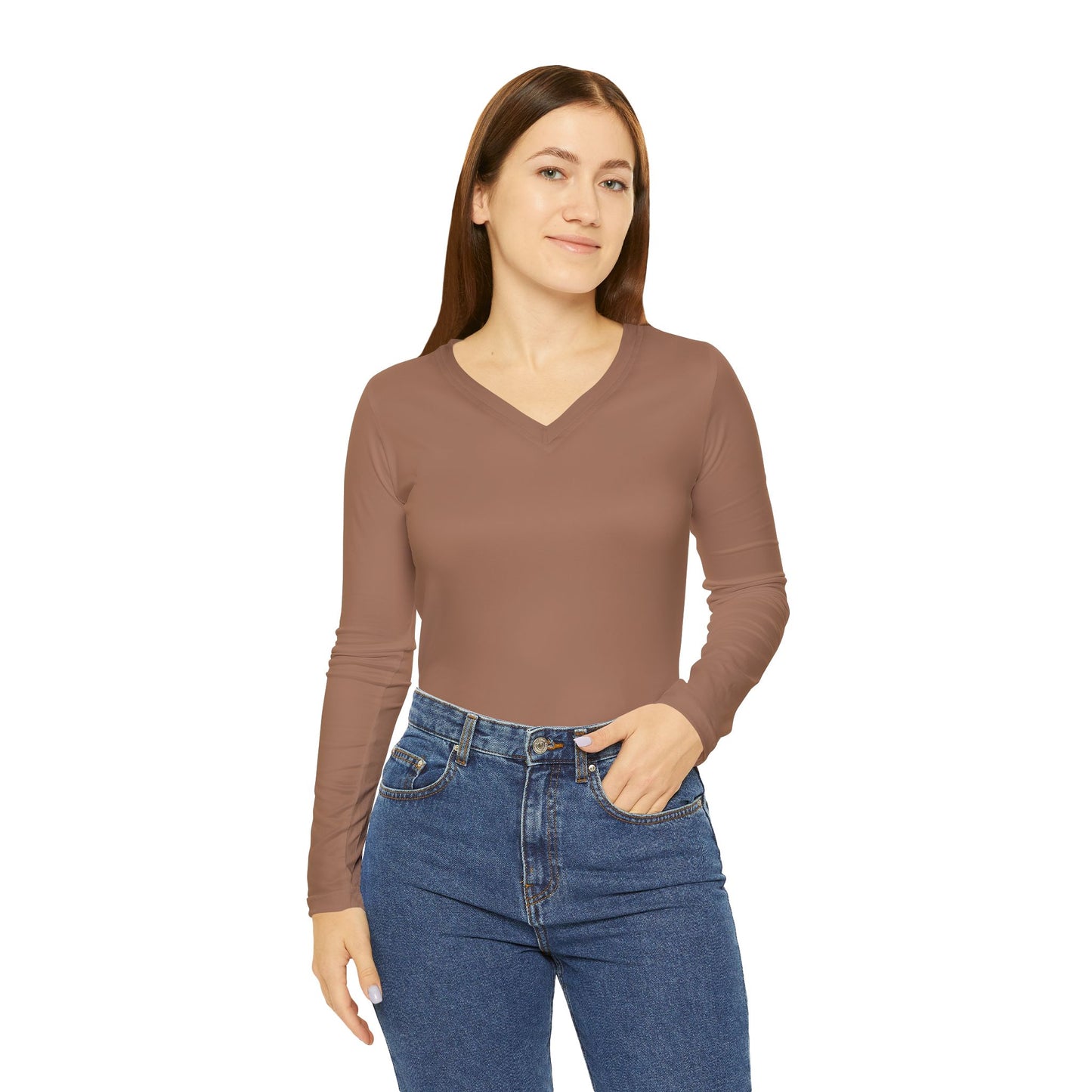Faithful Layers: Women’s Luxe V-Neck – Mocha Mousse
