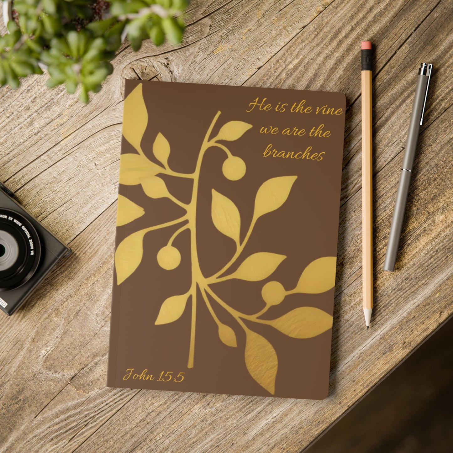 The Vine & The Branches – John 15:5 Journal (Brown & Gold)