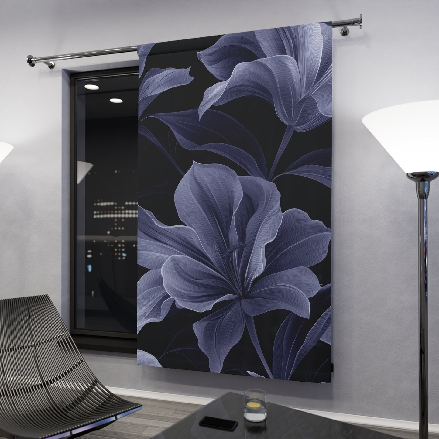 Midnight Bloom Blackout Curtains