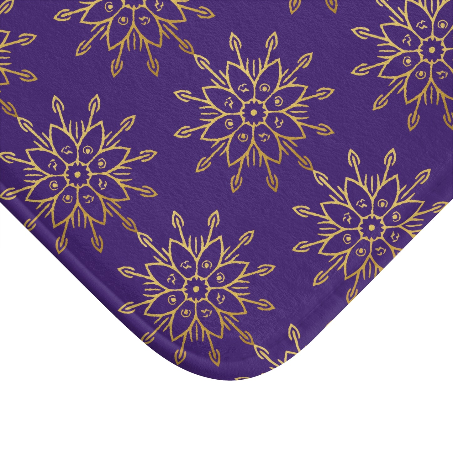 Regal Radiance – Purple & Gold Faith-Inspired Bath Mat