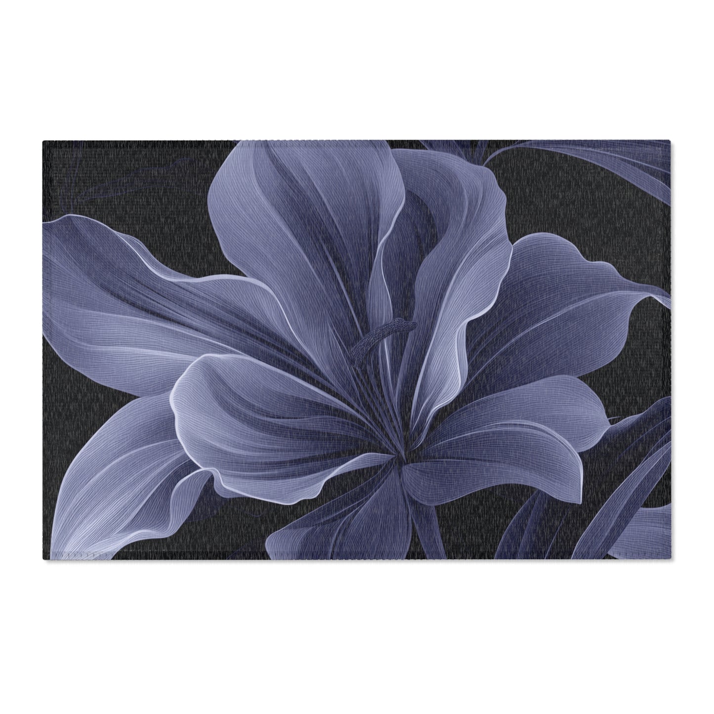 Blue floral design on a black background