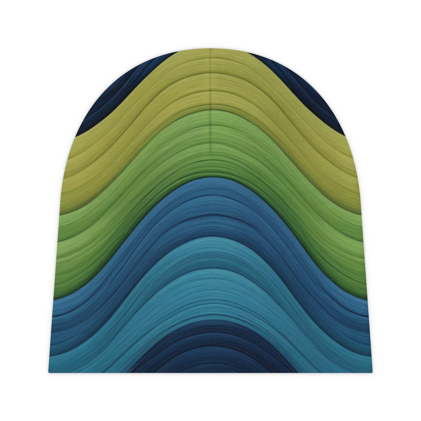 Colorful wavy patterned rug on a white background