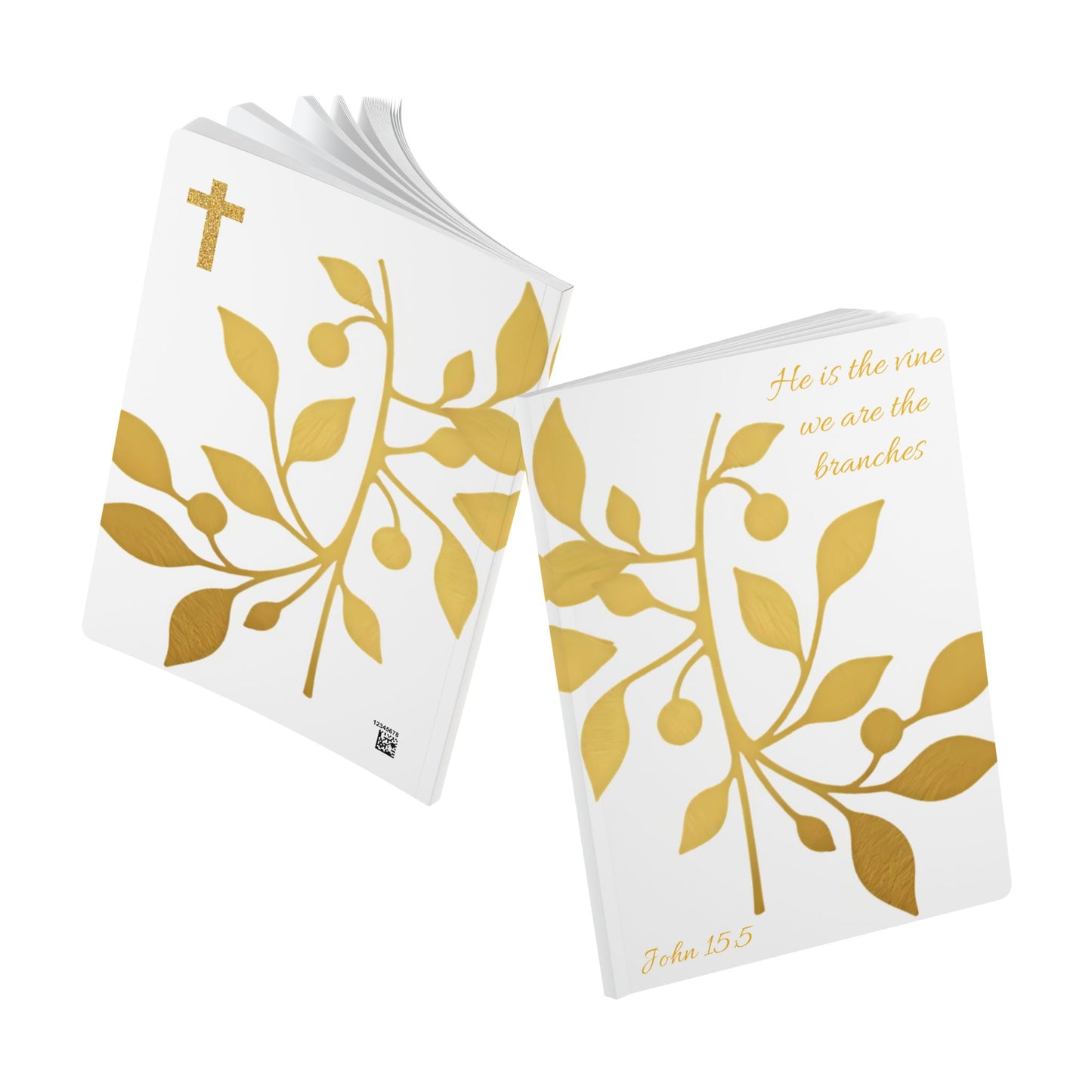 The Vine & The Branches – John 15:5 Journal (White & Gold)