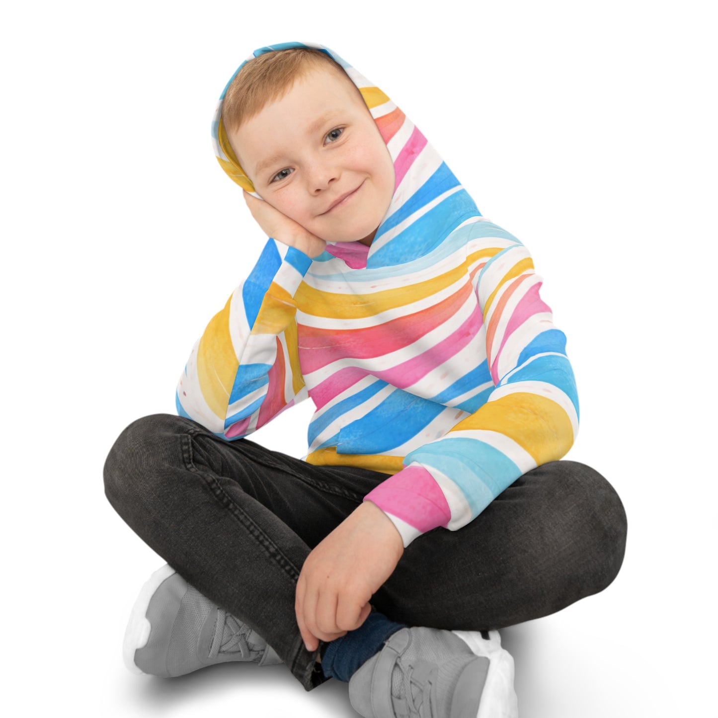 Sunburst Stripe Youth Hoodie (Unisex) | Golden Unfurling