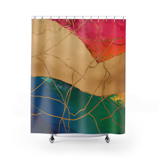 Divinely Mended – Kintsugi-Inspired Shower Curtain