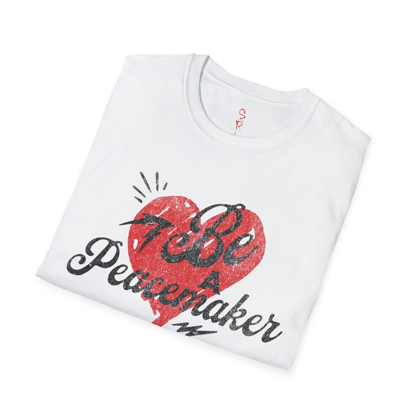 Be a Peacemaker Unisex Graphic Tee— Red Heart Retro Design