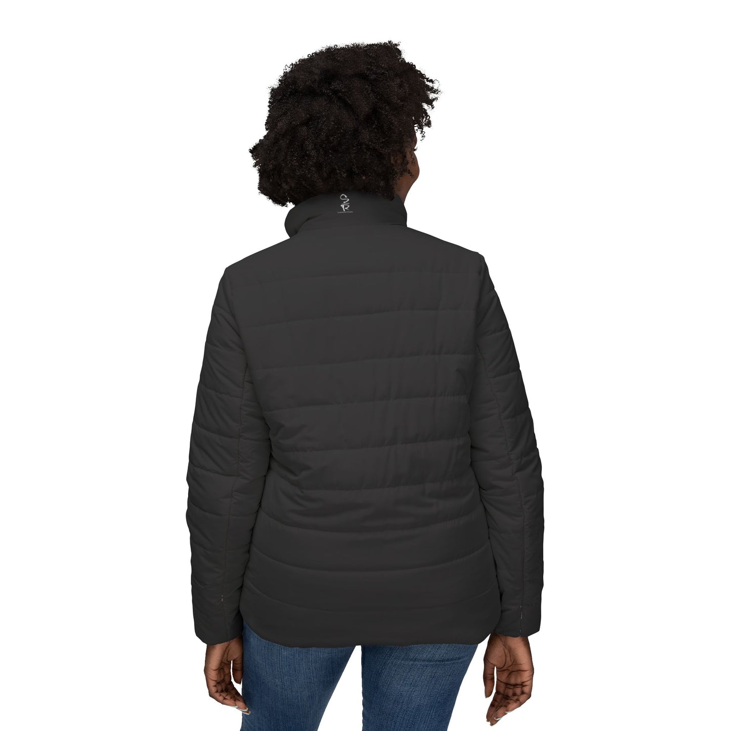 Faithful Tartan Women’s Puffer Jacket – Charcoal Black