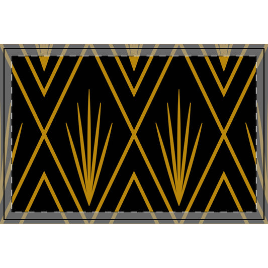 Gatsby Grace Luxe Tray – Dark Goldenrod Art Deco on Black Espresso
