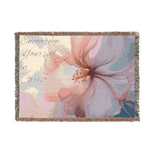 Encourage Yourself in Christ – Watercolor Floral Woven Throw