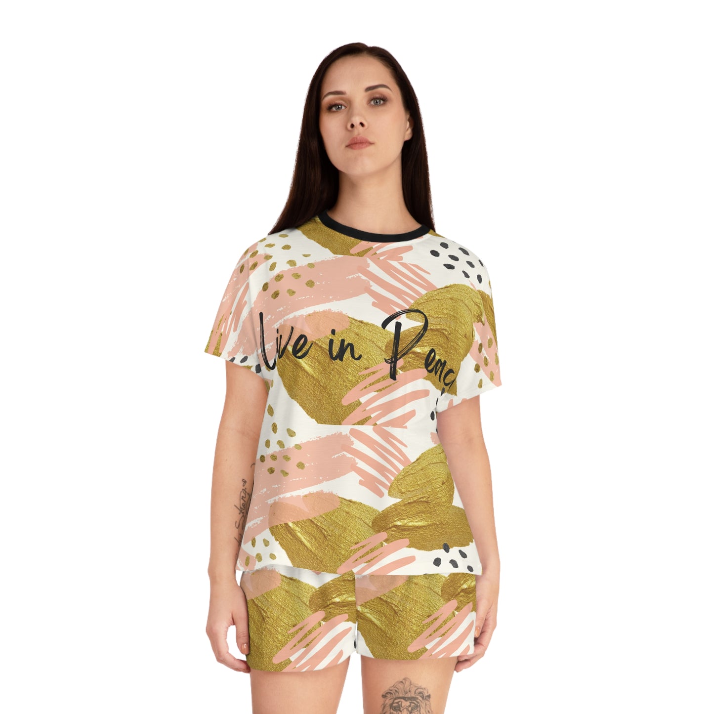Live in Peace – Women’s Blush & Gold Pajama Set