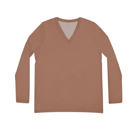Faithful Layers: Women’s Luxe V-Neck – Mocha Mousse