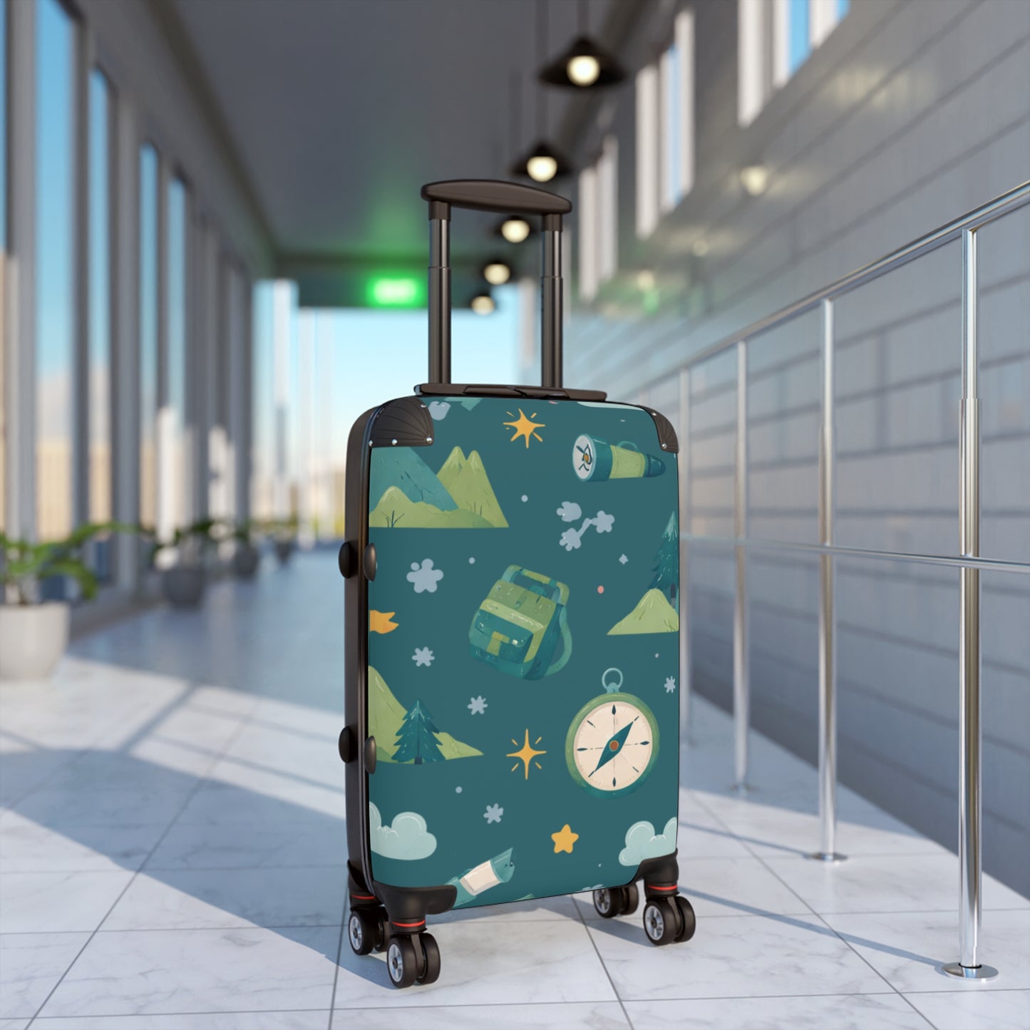 Brave Little Explorer Kids Carry-On Luggage – Deep Teal Adventure Print