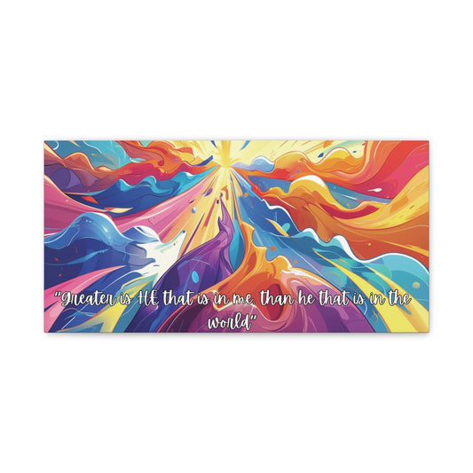 Greater Is He – Scripture Canvas Art