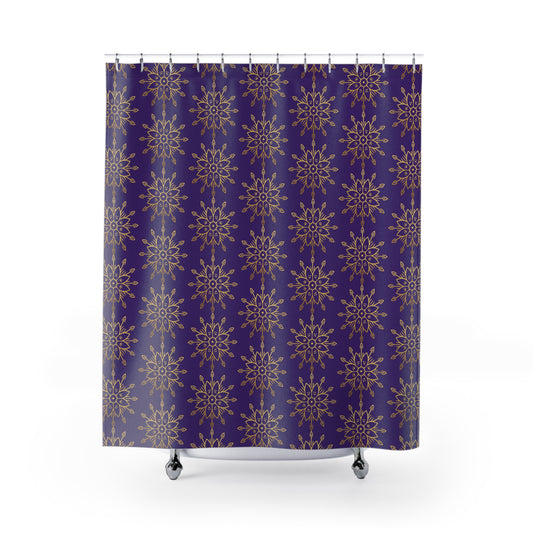 Regal Radiance – Purple & Gold Faith-Inspired Shower Curtain
