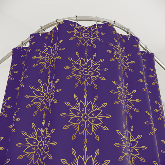 Regal Radiance – Purple & Gold Faith-Inspired Shower Curtain
