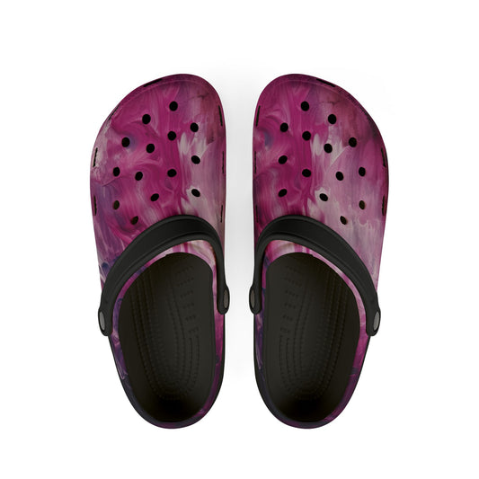 "Steppin’ Bold – Purple Marble Clogs"