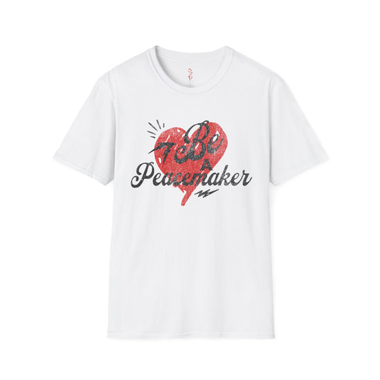 Be a Peacemaker Unisex Graphic Tee— Red Heart Retro Design