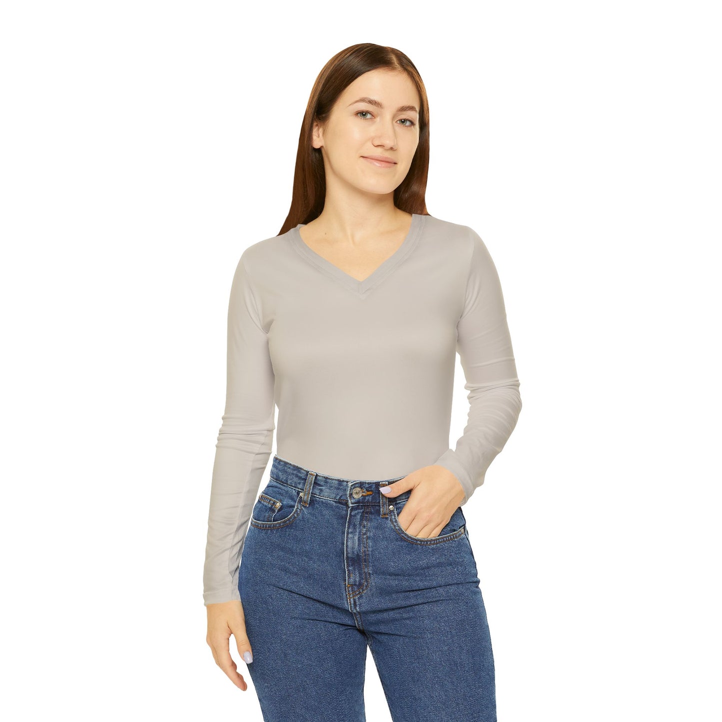 Faithful Layers: Women’s Luxe V-Neck – Stone Beige