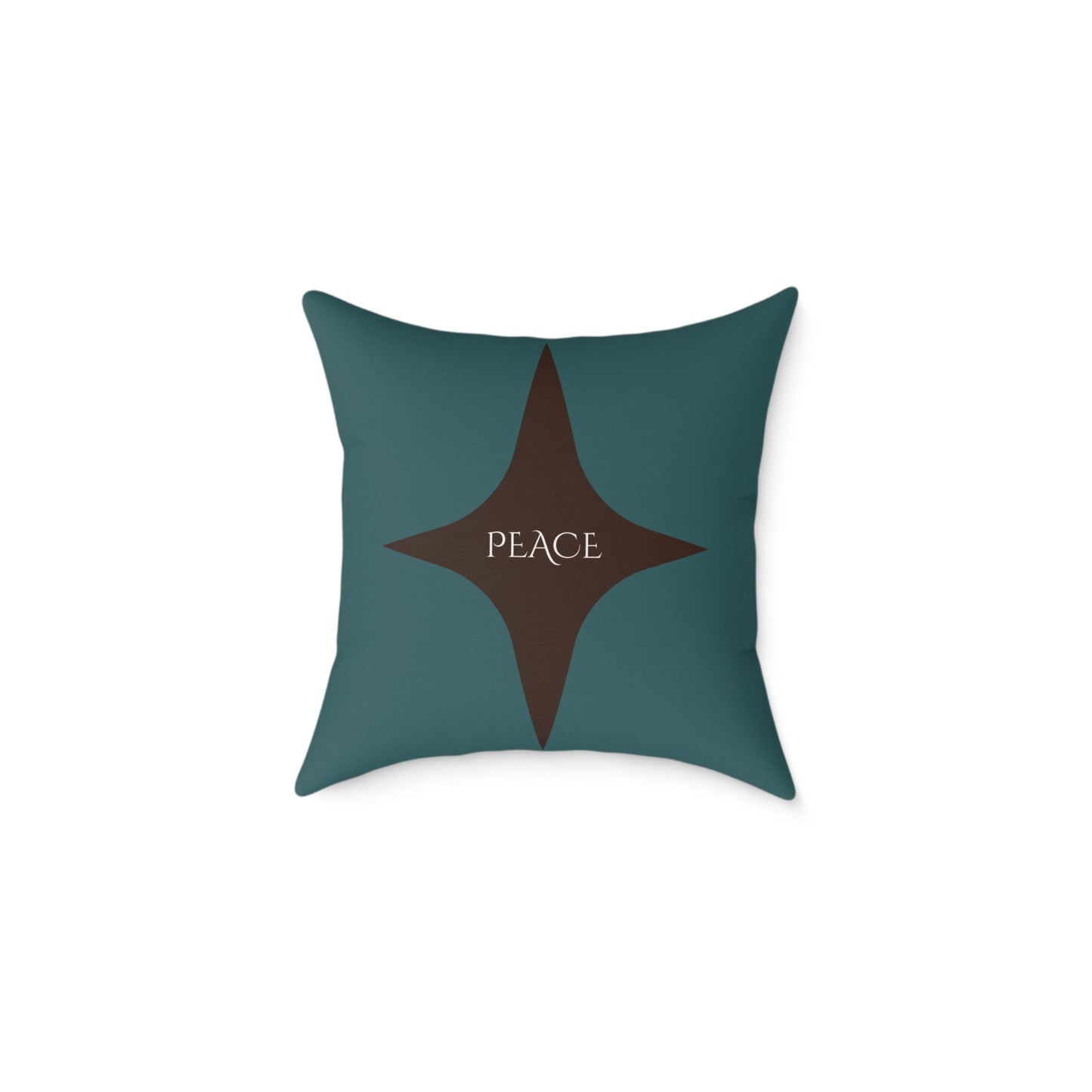 Peace Geometric Accent Pillow – Transformative Teal + Dark Cocoa