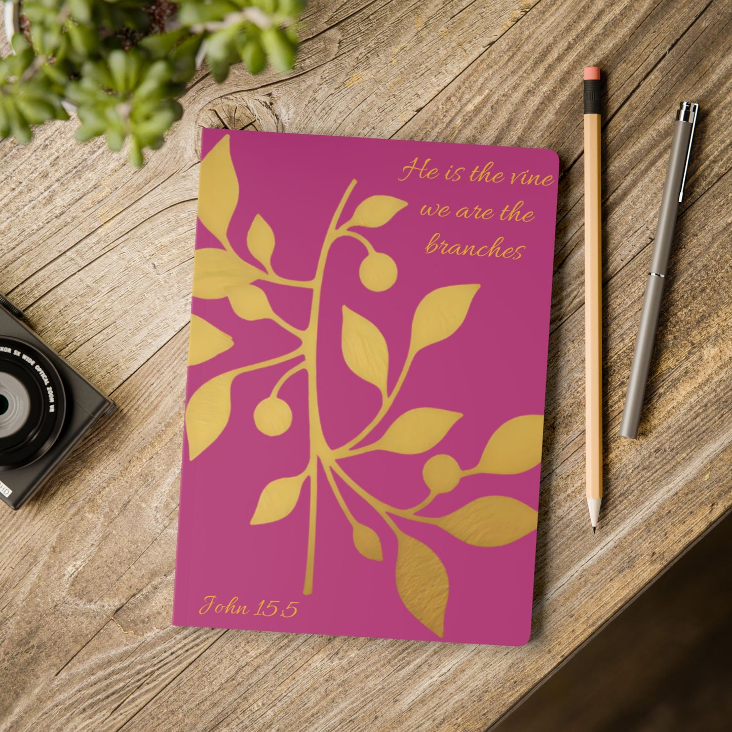 The Vine & The Branches – John 15:5 Journal (Pink & Gold)