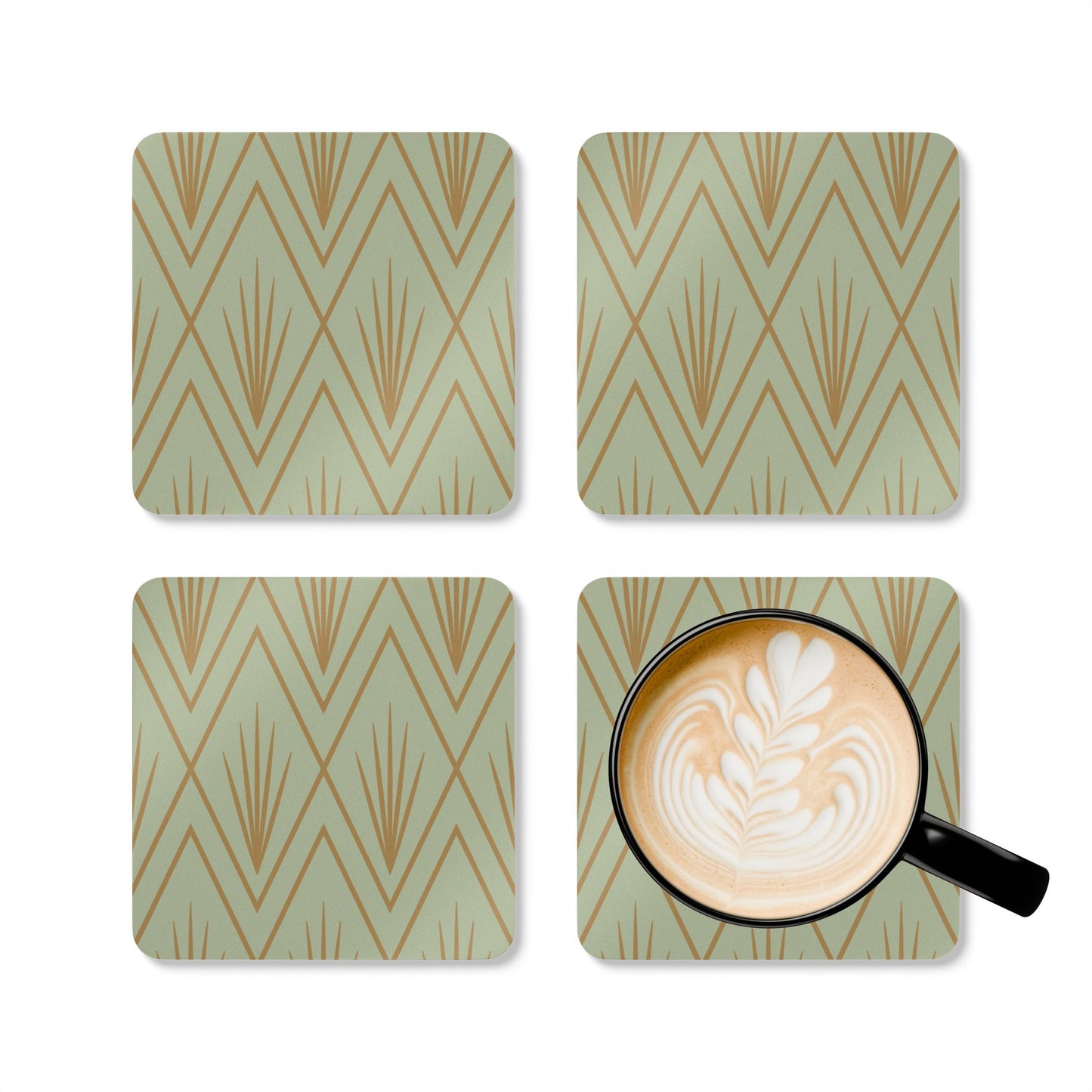 Natural Deco Coaster Set – Sage Light