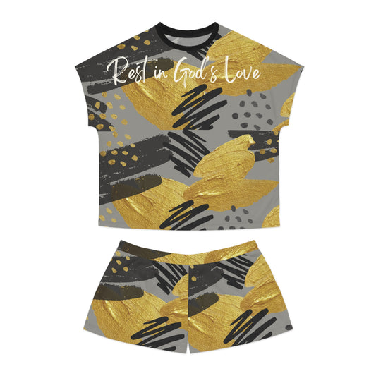 Rest in God’s Love – Women’s Gold Abstract Pajama Set