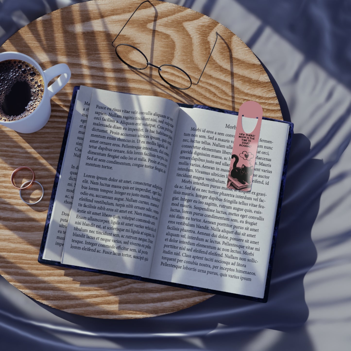 Cute Cat Bookmark — “Hey there! Meow is the time to start reading!” Metal Corner Bookmark for Book Lovers