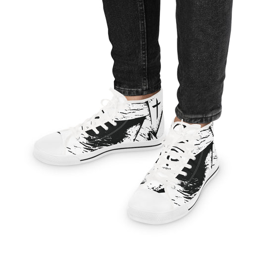 Bold Foundations – Men’s High-Top Sneakers, Unique Sneakers for Men, Trendy Footwear, Casual Sneakers, Graphic Sneakers, Perfect Gift for Him