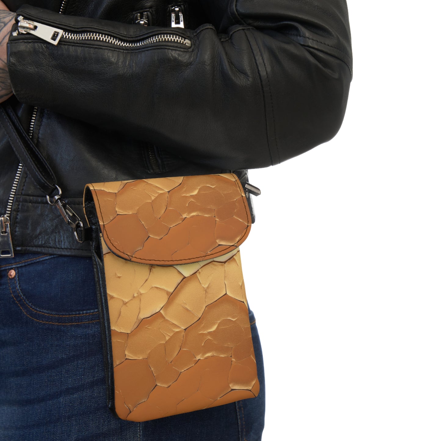 “Healed & Held” Crossbody Phone Purse – Cracked Gold Edition