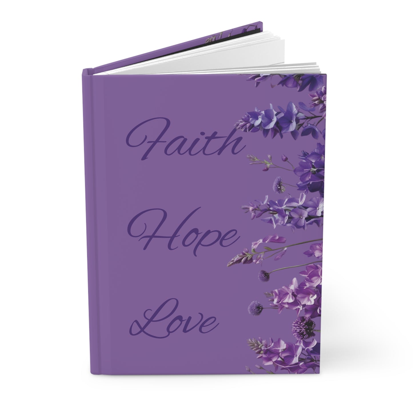 Faith Hope Love – Purple Floral Hardcover Journal