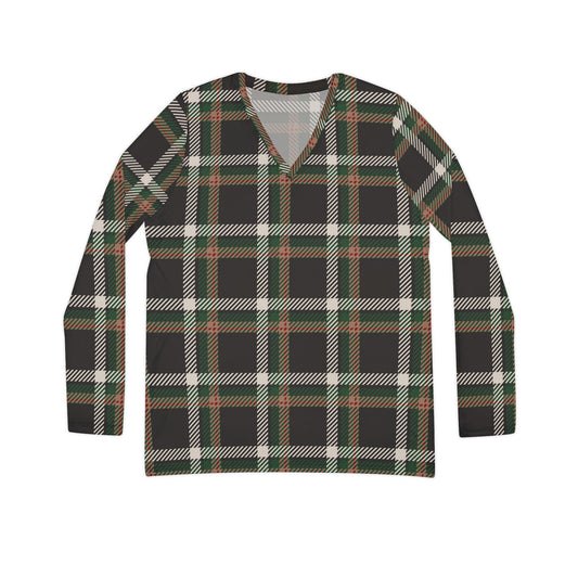 Frosted Tartan Long Sleeve V-Neck Tee- Faithful Tartan Edition
