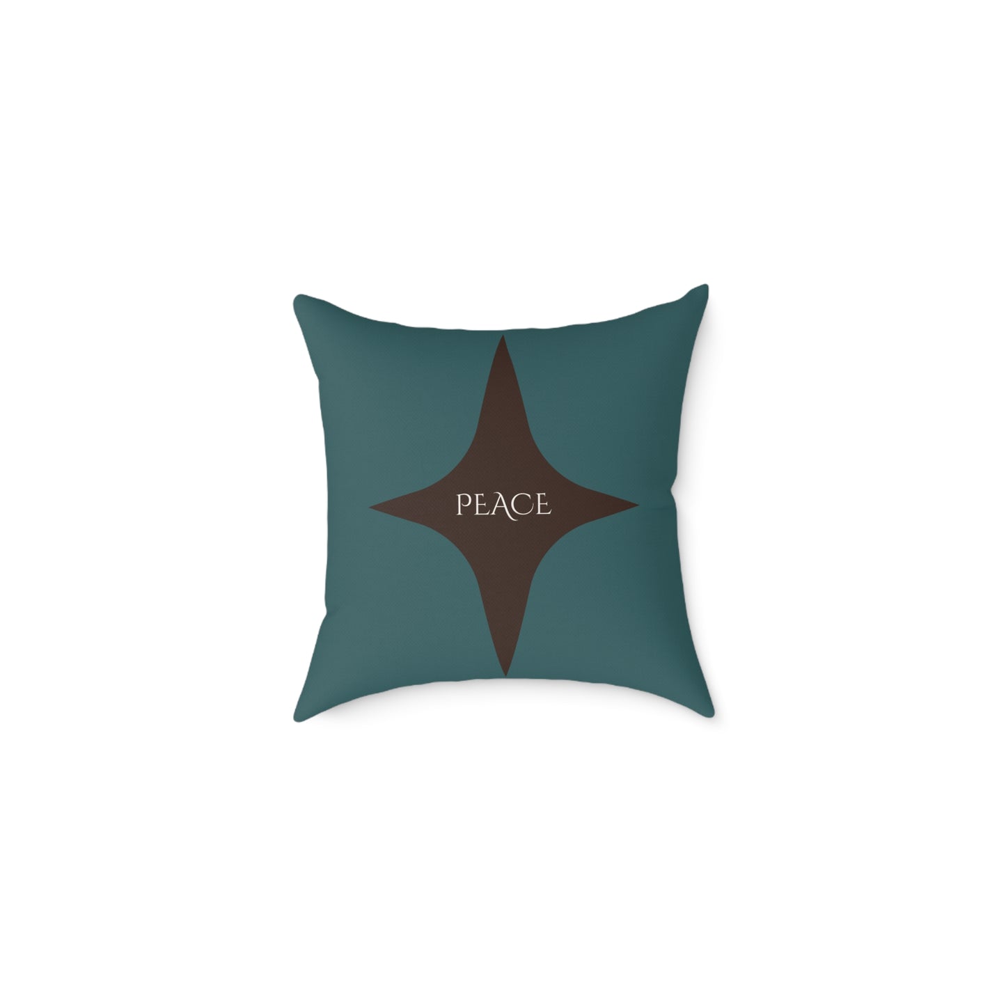 Peace Geometric Accent Pillow – Transformative Teal + Dark Cocoa