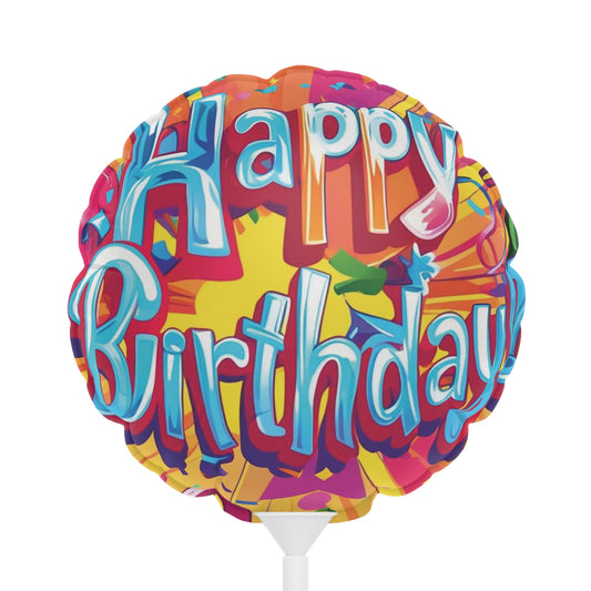 Color Burst “Happy Birthday” Balloon – Round or Heart-Shaped Joy, 6"