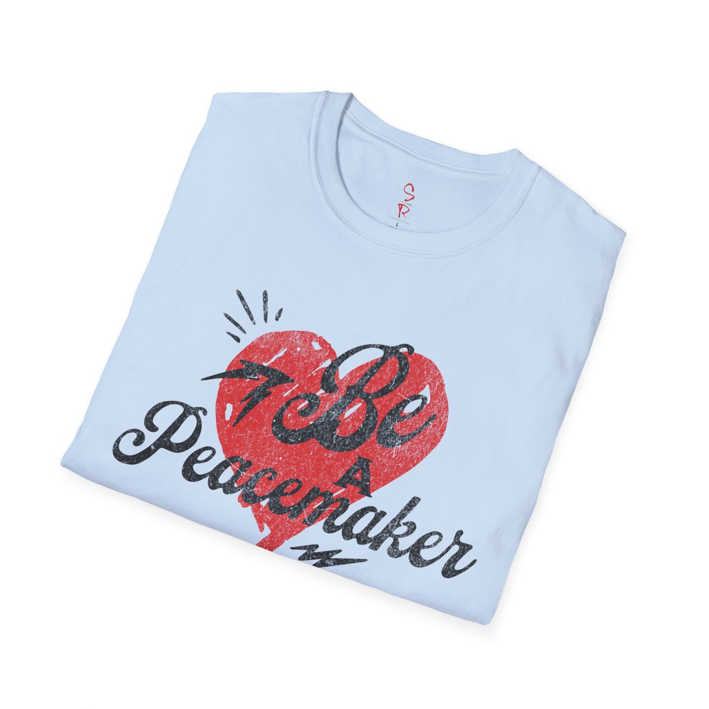Be a Peacemaker Unisex Graphic Tee— Red Heart Retro Design